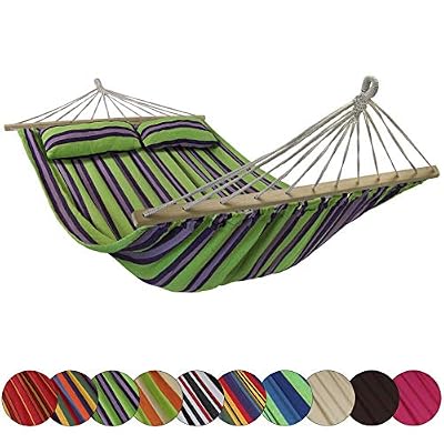 BB Sport Hamac à Barres CIBAO incluant 2 oreillers Surface de Couchage 240 x 150 cm dans de Nombreuses Couleurs Capacité 300 kg pour 2 Personnes, Couleur:Crète