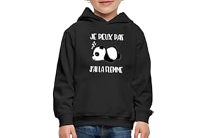 Spreadshirt Je Peux Pas J'Ai La Flemme - Cadeau Humoristique pour Grincheux avec Panda Mignon Pull À Capuche Premium Enfant