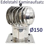 schornsteinaufsatz gegen wind Aspiromat Kaminaufsatz Schornsteinaufsatz Edelstahl drehbarer Kugelaufsatz Lüftungsaufsatz Turbotwist Ø 150mm Ofen Kamin Lüftung