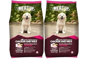 Meat Up Puppy Dry Dog Food 2.4kg Pack (2 x 1.2kg) | Chicken & Milk Flavour | Supports Growth | Highly Palatable & Easily Digestible