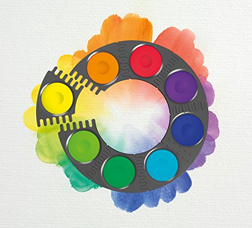 Faber-Castell 125023 – Farbkasten Connector mit 12 Farben, inklusive Clic and Go Pinsel, Größe 4 - 7
