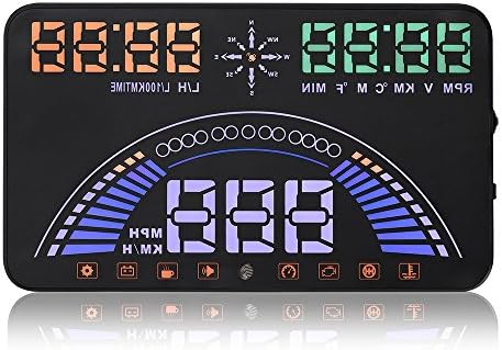 KOLSOL HUD S7 5.8 Inch OBD II Car Windshield HUD Head Up Display with GPS Speed Fatigue Warning RPM Water Temperature