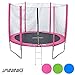 Produktbild Jawinio Trampolin 244 cm (8F) Gartentrampolin Jumper Komplett-Set inkl. Leiter, Sicherheitsnetz und Sprungmatte Blau, Grün oder Pink (Grün)