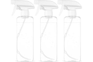 JTTXIU 3 Pcs 500ml Flacons Pulvérisateur, Bouteille Spray Vide Vaporisateur Eau, Flacon Spray Bouteilles en Plastique pour Nettoyage Ménage Jardinage Plantes Cheveux Coiffeur(Carrés, Blancs Transparents)