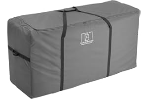 B BARLBOROUGH Barlborough Garden Cushion Protective Storage Bag Cover | Medium 120 x 50 x 68cm | Waterproof Resistant with Zips for Outdoor Furniture Sofa Cushions Grey