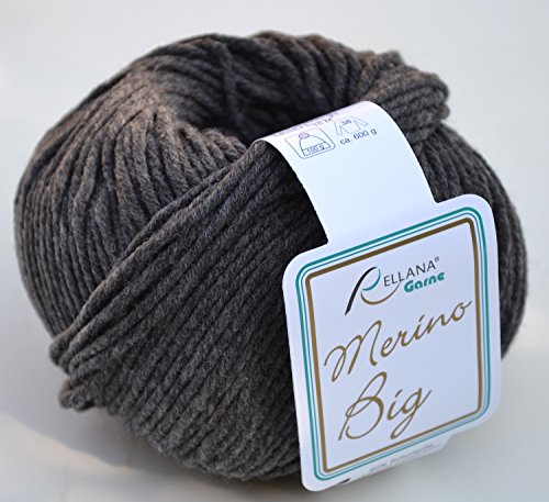 Rellana Wolle Merino Big Fb. 15 – anthrazit Wolle Nadelstärke 5 – 6 mit Merinowolle zum Stricken & Häkeln, Mützenwolle - 2