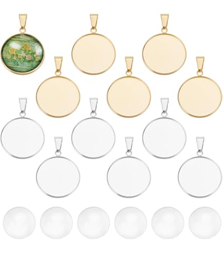 Anyasen 35 Pezzi Vassoi ciondolo Base Cabochon ciondolo di vetro