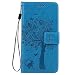 Produktbild Jepson LG G5 (5,3 Zoll) Hülle, Leadertasche Premium Lederhülle Flip Case im Bookstyle Folio Cover Kartenfächer Magnetverschluss und Standfunktion Leder Schale Etui für Handytasche Schutzhülle Prägung Katzen & Baum Muster.