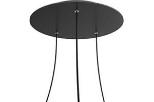 creative cables Rosone XXL Rose-One Rotondo, Diametro 400 mm con 3 Fori e 4 Fori Laterali - Dibond Nero Opaco, Nero