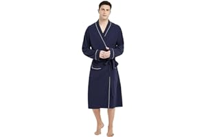 U2SKIIN Bademantel Herren 100% Baumwolle, leichter Herren Bademantel Morgenmantel Kimono Sauna Bademantel Saunamantel