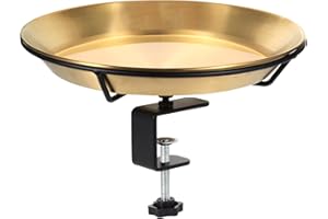 HRAYLTOP Deck Mounted Bird Bath Bird Feeder Schüssel mit 1.8 Zoll Dicker Eisenklemme für abnehmbare Außendekoration für Garten Hinterhof Patio und Deck für das Anziehen von Vögeln