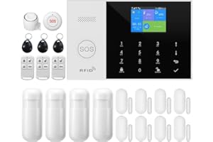 XNH Kit de Alarma de Seguridad doméstica Inteligente, Sistema de Alarma inalámbrica WiFi con Sirena, Sensor de Movimiento PIR, mandos a Distancia, Sensor de Ventana/Puerta (Kit de 21 Piezas)