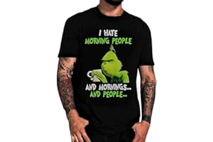 SHIRTBUDE Ich Hasse Menschen und Morgen und Alles allgemein Grinch Arbeitsshirt Fun Spruch T-Shirt