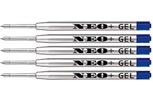 NEO+ Recambios de bolígrafo duraderos, punta fina, 5 unidades También válido para recambios de estilo Parker G2, color 5 INK BLUE GEL