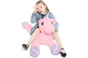 MorisMos Peluche Unicornio Gigante 110cm, Peluche Juguete Unicornio Grande Rosa para Niñas, Animales de Peluche Pony Suave, Regalos de Cumpleaños Kawaii para Bebe Niños Amigo