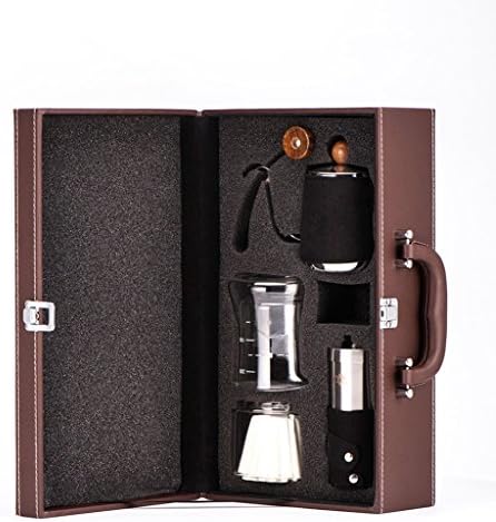 LJ Hand Punch Pot Coffee Pot Set Drop Filter Cups Fine Mouth Pot Grind Machine Gift Box ( Color : Black )