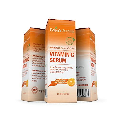 25% VITAMIN C SERUM 60ml – EINE LEISTUNGSSTARKE, HOCHENTWICKELTE FORMEL- Hyaluronsäure, Retinol, Vitamin E und eine Hagebutten – & Jojobölmischung. Das beste Anti-Aging Serum für das Gesicht- es fördert die natürliche Schutzbarriere der Haut, ersetzt verlorengegange Feuchtigkeit und reduziert dramatisch feine Linien und Fältchen. Eine natürliche Mischung an klinisch geprüften Inhaltsstoffen. Festerere, weichere gesünder aussehende Haut. - 2