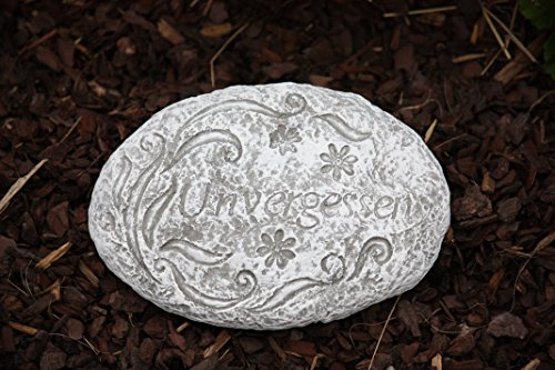 Grabschmuck massiver Steinguss Grabstein UNVERGESSEN frost- und wetterfest bis -30°C - 4