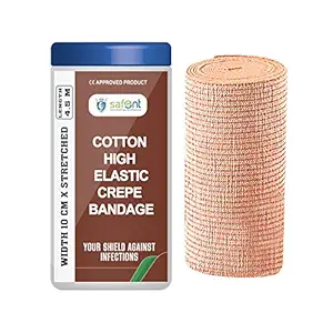 safent SAFE0059-SET-1 Cotton High Elastic Bandage - 4 Inch - (10cmx4.5M) (Set Of 1) (beige)