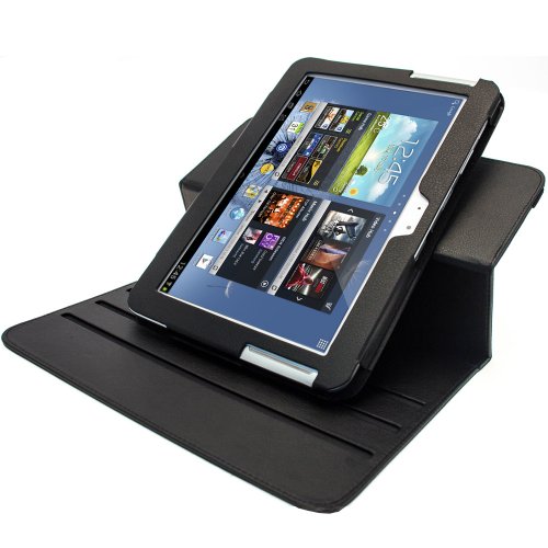 igadgitz Schwarz 360° Rotierende Abnehmbare PU Leder Tasche Schutz Hülle Schutzhülle Ledertasche Lederetui Etui Case Cover für Samsung Galaxy Note 10.1 N8000 WiFi 3G Android Tablet + Display Schutzfolie - 7