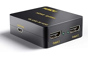 Musou 4K HDMI Répartiteur 1x2 HDMI Splitter 1 entrée 2 Sorties Amplificateur Distributeur 2 Voies HDMI Ver1.4 Soutien 3D HDCP Compatible avec HDTV/PS4