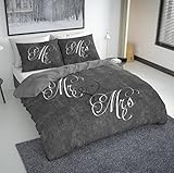 Nightlife - Bettwäsche / Bettbezüge Love Couple Grey - Grau - 240x200/220 - Mit 2 Kissenbezüge 60x70