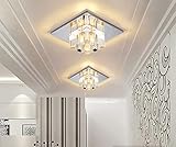 OOFAY LIGHT Mini Deckenleuchte LED Kristall Flur Lampe Modern Klassisch Einfach Deckenlampe Edelstahl Kristall Leuchte Innen Decken Beleuchtung 5 W 350lm 18cm * 18cm (Warm Licht 3000K)
