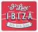 Produktbild Ibiza Mouse Pad, Spring Break Vacation Place Advertisement Design Hello from Spain, Standard Size Rectangle Non-Slip Rubber Mousepad, Dark Coral Blue and White