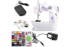 rayinblue Portable 2Speed (Low/High) Electric Mini Stitch Sewing Machine Handheld Kit with UK Power Plug + 4 Bobbins/Needle/Threader/Foot Pedal / 100-in-1 Needlework Sewing Tools