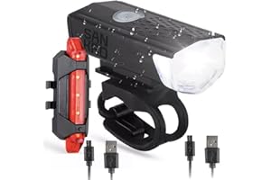 SANKRO Światło roweru,Przednie i Tylne Światło Rowerowe -Akumulator USB - 300 Lumenów -3 Tryby- IPX6 Wodoodporny - Światła Rowerowe - Przednie światło Rowerowe - Światło tylne Rower