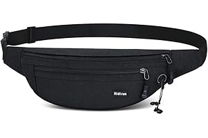 RIDIRUN Riñoneras Hombre y Mujer Impermeable,3 Bolsillos con Cremallera Bolsa riñonera,Gran Capacidad para Teléfono DE 6.8 Pulgadas/Llaves, Viajar/Correr/Bici/Comprar (Negro)