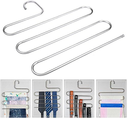 SeNDOH Multi-Purpose Stainless Steel Magic Trouser Hangers Closet Space Saver Rack for Hanging Pants, Jeans, Scarf, Tie