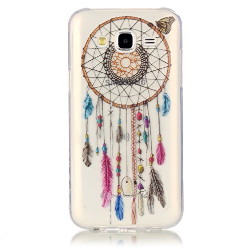 Samsung Galaxy J5 2015 J500FN Silicone Gel Funda Silicona Carcasa  Con HD Pantalla Protectora  Suave TPU Protectora Cubiertas Alta Calidad Cubierta De La Caja De Silicona Galvanoplastia Patr  n Caso Delgado Parachoques para Samsung Galaxy J5 2015 J500FN with Beautiful Colourful Pattern Design-Plumas Atrapasue  os