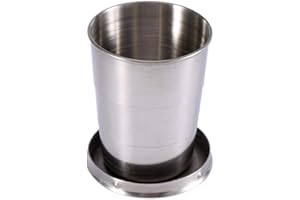 Haofy Telescopico Pieghevole Cup, Tazza Portatile Retrattile Tutto Tazza Telescopica in Acciaio Inossidabile Coppa Pieghevole, Portachiavi Bicchiere Pieghevole per Vino(M)