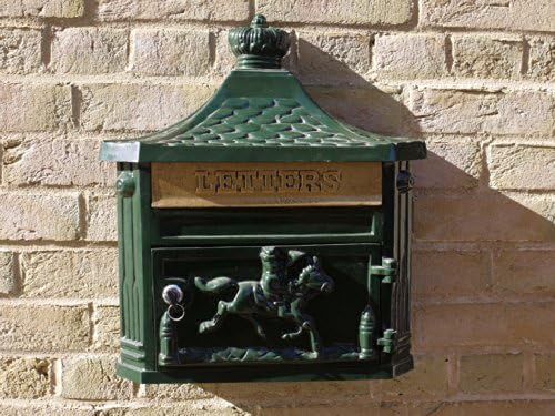 GREEN Vintage Style Cast Aluminium Letter Box Mail Box Wall Mounted