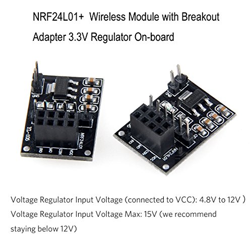 MakerHawk 4pcs NRF24L01 + drahtloses Modul mit Breakout Adapter 3.3V Regler On-Board für Intellective Car - 2