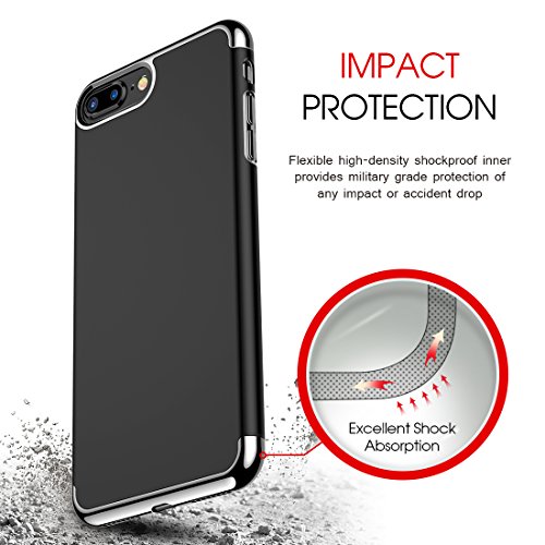 Funda iPhone 7 Plus  HUMIXX Cubierta 360 Grados Funda Completa Resistente Anti-rasgu  os   Antihuellas Externa Rigida y Silicona Interior Carcasa para Apple Iphone 7 Plus  Armor Series    negro  