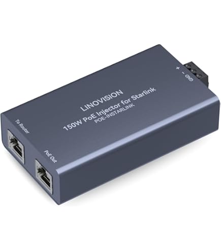 200W Starlink Gen 3 PoE Injector Gigabit,5 in 1 Starlink Ethernet Adapter Gen 3 mit Überspannungs- und ESD-Schutz, USB & Typ-C Stromausgang, DC 9-36V Eingang für Star link Standard
