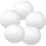 Just Artifacts 6" White Paper Lanterns (Set of 5) - Click for more Chinese/Japanese Paper Lantern Colors & Sizes!