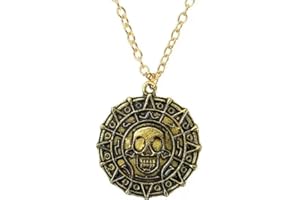 Gionatan Shop Collana Film Pirati dei Caraibi ciondolo pendente uomo donna ragazzi e ragazze regalo colore oro antico teschio retrò Punk Hip Hop Azteco