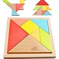 OJIN 7PCS Wooden Tangram Puzzle Brain Teaser Educational Developmental Intellectual Game Children Toy