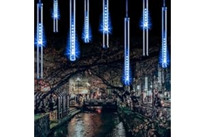 YILEAR Luces de Navidad de Lluvia Mejoradas, Luces de Ducha de Meteoritos IP65 Impermeables con 11.8 Pulgadas 8 Tubos 240 LED, Luces Decorativas con Puertos USB para Exterior/Interior/Bodas/Navidad/Fiestas