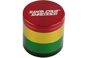 Santa Cruz Shredder 6143494 4pc Medium Herb Grinder, Aluminum, Rasta, Red, Gold, Green, Black