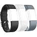 Produktbild Replacement Bands for Fitbit Charge 2, CAM-ULATA Soft Fashion Silicone Bands Sport Adjustable Comfortable Replacement Wristbands Strap for Fitbit Charge 2 Smartwatch Fitness Wristband Fits 6"-8.5" Wrists, Black+White+Grey