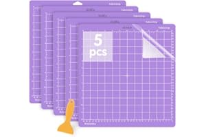 Jerilla 5pcs Tapis de Découpe pour Cricut 12x12 inch StrongGrip Antidérapant - Set Adhésif pour Maker/Explore One/Air/Air 2 Avec Grattoir