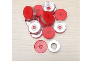 KT TECH 200pcs/lot 20mm Aluminum plastic caps flip off caps for glass vials (Red)