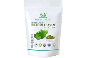 Herbal Magic’s Organic Brahmi (Bacopa Monnieri) Leaf Powder Natural Hair Face Mask - Prized Herb in Ayurveda - Sparkle Your Smoothies, Baking -100g