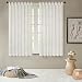 Produktbild Gardine Schals Voile Ariana Vorhänge mit Schlaufen & Edel Stickerei Schlaufenschal Wohnzimmer Modern, Offwhite (2 Stück-Set, je 245x140cm)