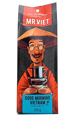 Mr Viet Good Morning Vietnam - Mezcla Fresca de Auténtico Café Fuerte Vietnamita Tostado Molido, Adecuada Para Todas Las Máquinas de Café 250g