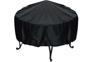 FYBlossom Schutzhülle Feuerschalen Abdeckung, Wasserdichtes Feuerstelle Abdeckung UV-Schutz Polyester Schwarz Outdoor Round Barbecue Staubschutz (Schwarz,Durchmesser 92 cm, Höhe 30 cm)